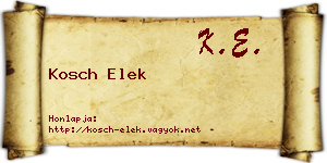 Kosch Elek névjegykártya